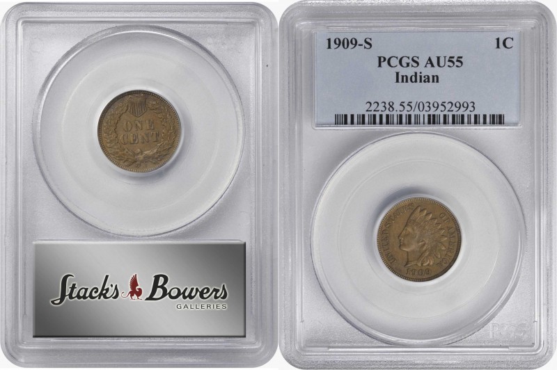 Indian Cent

1909-S Indian Cent. AU-55 (PCGS).

PCGS# 2238. NGC ID: 2298.
...