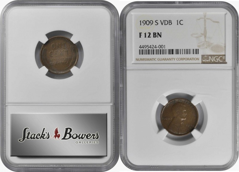 Lincoln Cent

1909-S Lincoln Cent. V.D.B. Fine-12 BN (NGC).

PCGS# 2426. NGC...