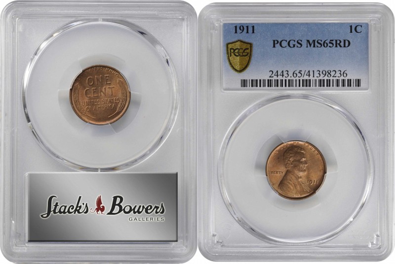 Lincoln Cent

1911 Lincoln Cent. MS-65 RD (PCGS).

PCGS# 2443. NGC ID: 22B7....