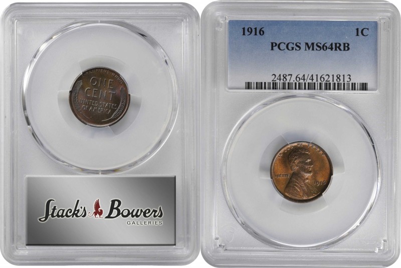 Lincoln Cent

1916 Lincoln Cent. MS-64 RB (PCGS).

PCGS# 2487. NGC ID: 22BN....