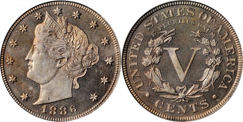 Liberty Head Nickel

1886 Liberty Head Nickel. Proof-64 Cameo (PCGS).

PCGS#...