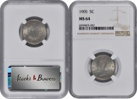 Liberty Head Nickel

1905 Liberty Head Nickel. MS-64 (NGC).

PCGS# 3866. NGC ID: 277G.

Estimate: $ 100