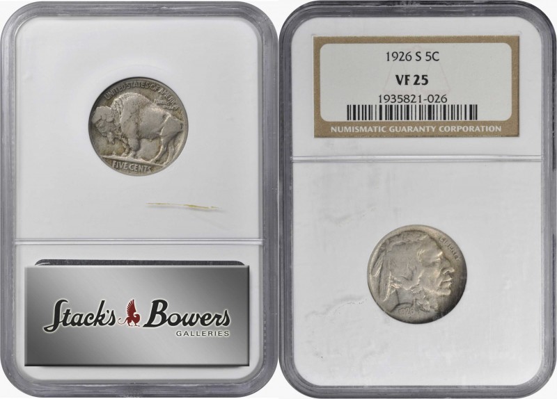 Buffalo Nickel

1926-S Buffalo Nickel. VF-25 (NGC).

PCGS# 3959. NGC ID: 22S...