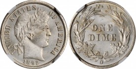 Barber Dime

1892-O Barber Dime. MS-64 (NGC).

PCGS# 4797. NGC ID: 23DL.

Estimate: $ 400