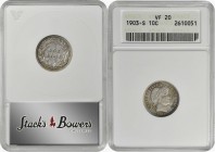 Barber Dime

1903-S Barber Dime. VF-20 (ANACS). OH.

PCGS# 4832. NGC ID: 23EP.

Estimate: $ 200