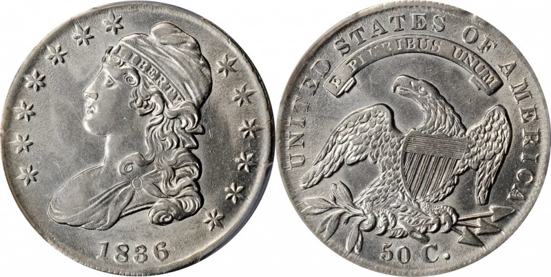 Capped Bust Half Dollar

1836 Capped Bust Half Dollar. Lettered Edge. AU-58 (P...