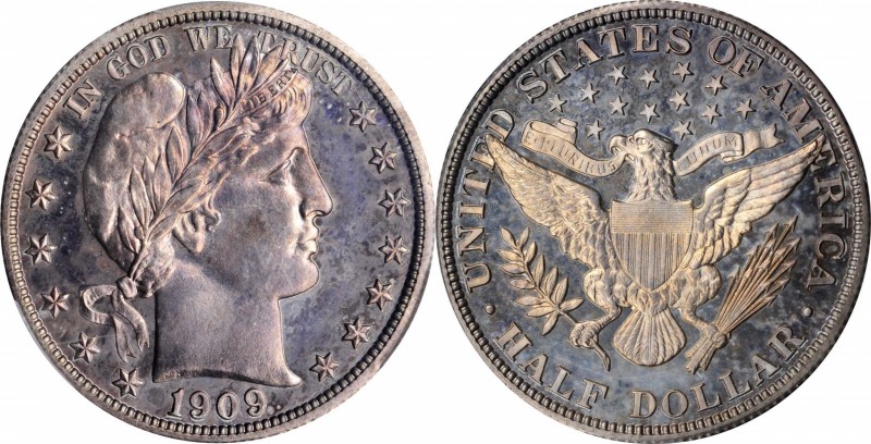 Barber Half Dollar

1909 Barber Half Dollar. Proof-65 (PCGS).

PCGS# 6556. N...