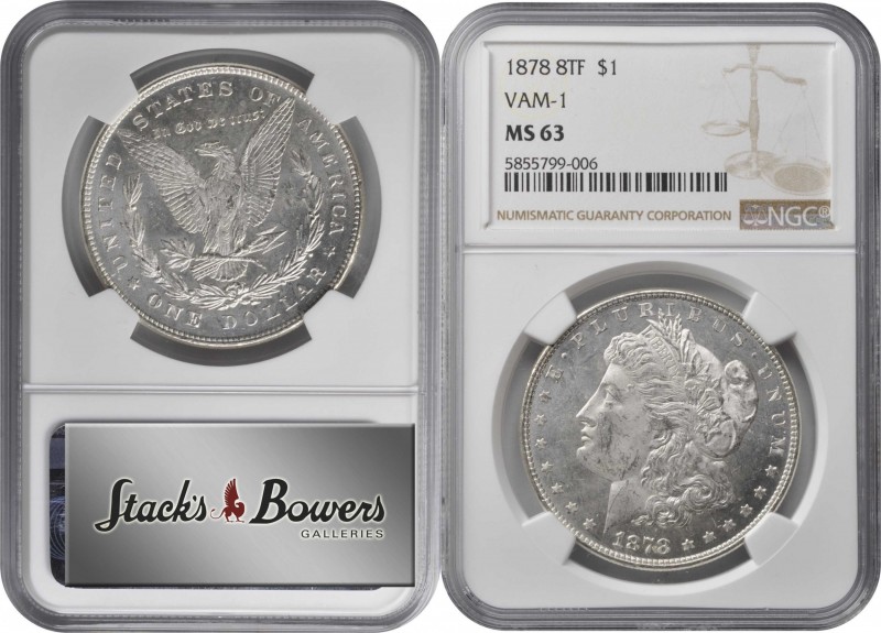 Morgan Silver Dollar

1878 Morgan Silver Dollar. 8 Tailfeathers. VAM-1. Spear ...