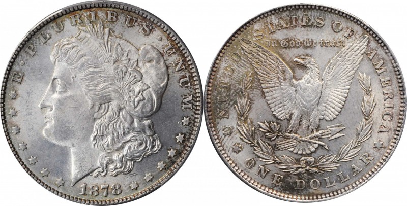 Morgan Silver Dollar

1878 Morgan Silver Dollar. 7/8 Tailfeathers. Weak. MS-63...