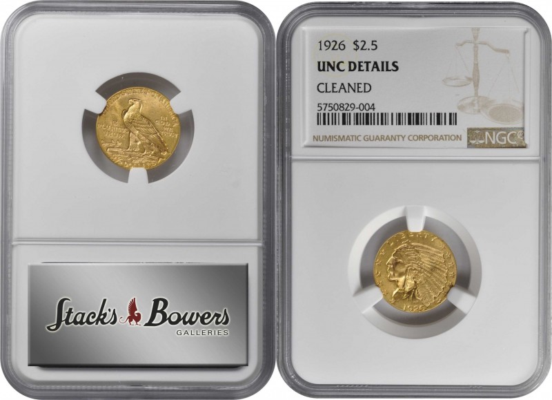 Indian Quarter Eagle

1926 Indian Quarter Eagle. Unc Details--Cleaned (NGC).
...