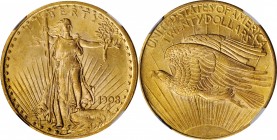 Saint-Gaudens Double Eagle

1908 Saint-Gaudens Double Eagle. No Motto. MS-62 (NGC).

PCGS# 9142. NGC ID: 26F6.

Estimate: $ 1900