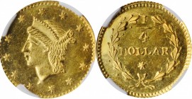 California Small Denomination Gold

Undated (1853) Round 25 Cents. BG-222. Rarity-2. Liberty Head. MS-64 (NGC).

PCGS# 10407. NGC ID: 2BHU.

Est...