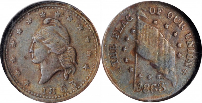 Patriotic Civil War Tokens

1863 French Liberty Head / THE FLAG OF OUR UNION. ...
