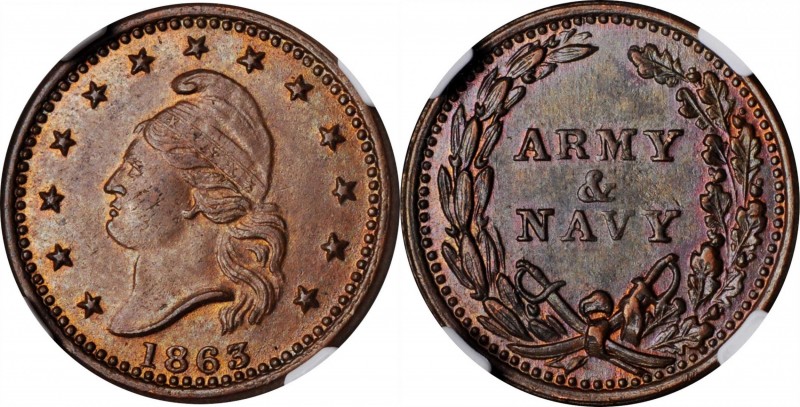 Patriotic Civil War Tokens

1863 French Liberty Head / ARMY & NAVY. Fuld-23/30...