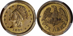 Patriotic Civil War Tokens

1864 Indian Princess / OUR ARMY. Fuld-56/161 d. Rarity-7. Copper-Nickel. Plain Edge. MS-64 (PCGS).

20 mm.

From the...