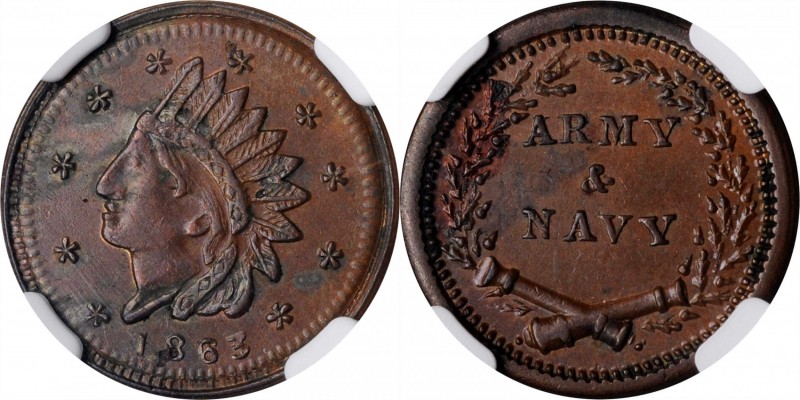 Patriotic Civil War Tokens

1863 Indian Head / ARMY & NAVY. Fuld-77/331 a. Rar...