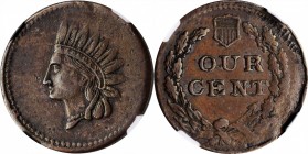 Patriotic Civil War Tokens

Undated (1861-1865) Indian Head / OUR CENT. Fuld-104/263 a. Rarity-5. Copper. Plain Edge. EF-40 BN (NGC).

19 mm.

F...