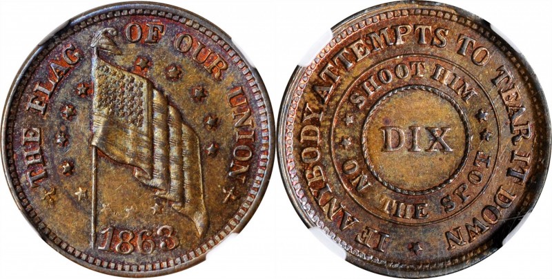 Patriotic Civil War Tokens

1863 THE FLAG OF OUR UNION / DIX. Fuld-210/408 a. ...