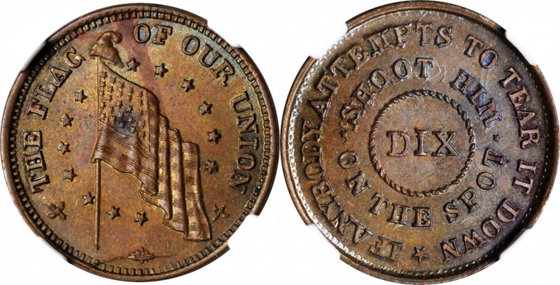 Patriotic Civil War Tokens

Undated (1861-1865) THE FLAG OF OUR UNION / DIX. F...