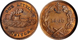 Patriotic Civil War Tokens

1863 OUR LITTLE MONITOR / Open Wreath, Crossed Cannons, Anchor. Fuld-239/421 a. Rarity-3. Copper. Plain Edge. MS-62 BN (...