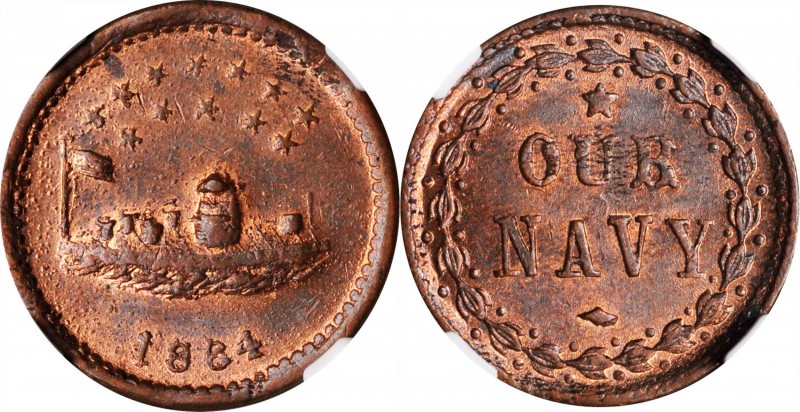 Patriotic Civil War Tokens

1864 Monitor / OUR NAVY. Fuld-241/338 a. Rarity-2....