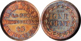 Civil War Store Cards

New York--New York. Undated (1861-1865) Horatio M. Lane. Fuld-630AP-14a. Rarity-3. Copper. Plain Edge. MS-65 BN (NGC).

19 ...