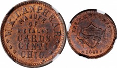 Civil War Store Cards

Ohio--Cincinnati. 1863 William K. Lanphear. Fuld-165CY-63a. Rarity-2. Copper. Plain Edge. MS-64 RB (NGC).

19 mm.

From t...