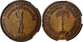Merchant Tokens

South Carolina--Charleston. 1846 W.W. Wilbur. Miller-SC 5A. Bronze. Plain Edge. EF-45 (NGC).

29 mm.

From the Tampa Bay Collec...