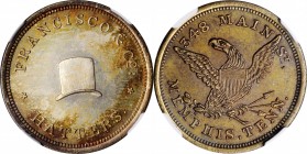 Merchant Tokens

Tennessee--Memphis. Undated (1850s) Francisco & Co. Miller-Tenn 13. Silvered Brass. Plain Edge. MS-65 (NGC).

28.5 mm.

From th...