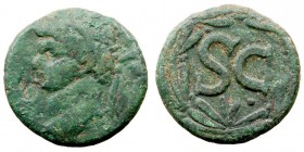 IMPERIO ROMANO
DOMICIANO
Siria, Seleucia. As. AE. A/Cabeza laureada a izq. R/S.C. dentro de láurea. 11,19 g. RPC. 2023. BC/MBC-. Pátina verde