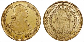 MONARQUÍA ESPAÑOLA
CARLOS IV
2 Escudos. AV. Madrid MF. 1797. 6,77 g. CAL.334. Conserva restos de brillo en rev. MBC+