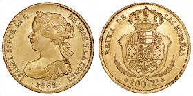 MONARQUÍA ESPAÑOLA
ISABEL II
100 Reales. AV. Madrid. 1862. 8,41 g. CAL.27. EBC-