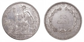 MONEDAS EXTRANJERAS
CONCHINCHINA FRANCESA
20 Cents. AR. 1879 A. 5,46 g. KM.5. Escasa. EBC