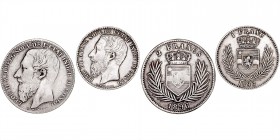 MONEDAS EXTRANJERAS
CONGO BELGA
LEOPOLDO II
Lote de 2 monedas. AR. Franco y 2 Francos 1896. KM.-. MBC+ a MBC-