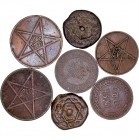 MONEDAS EXTRANJERAS
MARRUECOS
Lote de 7 monedas. AE. 10 Mazunas 1330 y 1340; 5 Mazunas 1321 (2) y 1340, Felús (2). MBC- a BC
