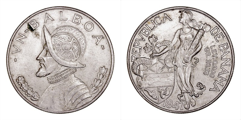 MONEDAS EXTRANJERAS
PANAMÁ
Balboa. AR. 1947. Lote de 4 monedas. Ley 900 mil. 2...