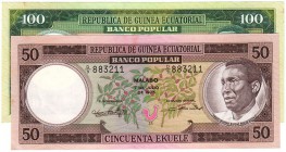 BILLETES
GUINEA ECUATORIAL
Lote de 2 billetes. 50 y 100 Ekuele 1975. SC-