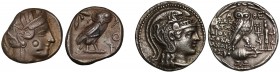 Attica, Athens, silver Tetradrachm, fifth century BC, head of Athena, rev. ΑΘΕ, owl, olive branch and crescent moon in left field, 16.89g, bankers’ ma...