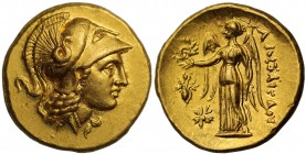 Kingdom of Macedon, Alexander III, The Great (336-323 B.C.), gold Stater, uncertain mint in Greece or Macedonia, c.310-275 BC, Athena facing right, we...