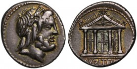 Roman Republic, M. Volteius M.f, silver Denarius, Rome, 78 BC, laureate head of Jupiter right, rev. M. VOLTEI. M.F, Capitoline temple, 3.95g (Crawford...