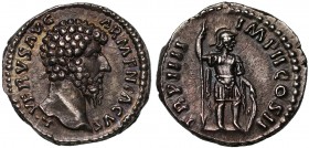 Lucius Verus (AD 161-169), silver Denarius, Rome, AD 163-164, L VERVS AVG ARMENIACVS, bare head right, rev. TR. P. IIII. IMP. II. COS. II, Mars standi...