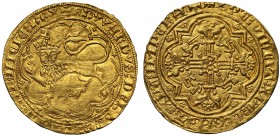 Edward III (1327-77), gold Leopard d'Or, third issue from July 1357, crowned lion walking left, wide crown, within tressure of ten arcs, quatrefoil of...
