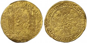 MS63+ Edward III (1327-77), gold Guyennois d'Or, third issue (c.1362), Bordeaux Mint, armoured crowned figure of King walking right, holding quartered...