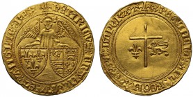 Henry VI, King of England and France (1422-53), gold Angelot d'Or, St. Lô Mint, issued from 24th May 1427, standing figure of Angel Gabriel with outst...