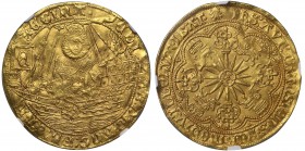 MS61 Elizabeth I (1558-1603), gold Ship Ryal or Rose Noble of Fifteen Shillings, Continental issue struck contemporaneously with the English for circu...