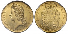 MS61 George II (1727-60), gold Five Guineas, 1729, E.I.C. initials of the East India Company below young laureate head left, GEORGIVS. II. DEI. GRATIA...