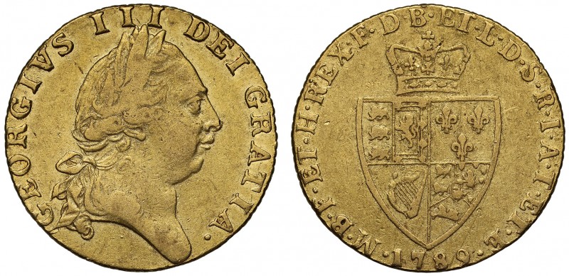 George III (1760-1820), gold Guinea, 1789, fifth laureate head right, GEORGIVS ....