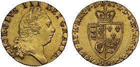 George III (1760-1820), gold Guinea, 1794, fifth laureate head right, GEORGIVS .III. DEI.GRATIA, rev. spade shaped crowned quartered shield of arms, d...