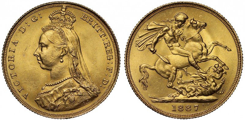 MS65 Victoria (1837-1901), gold Sovereign, 1887, Jubilee type crowned bust left,...