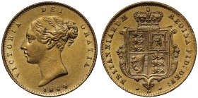 AU58 Victoria (1837-1901), gold Half Sovereign, 1864, die number 16 on reverse, second young head left, type A2, date below, VICTORIA DEI GRATIA, toot...